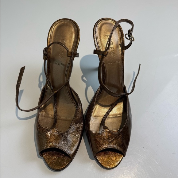 J. Crew BRONZE HEELS Size 8.5 Women's - Picture 1 of 8
